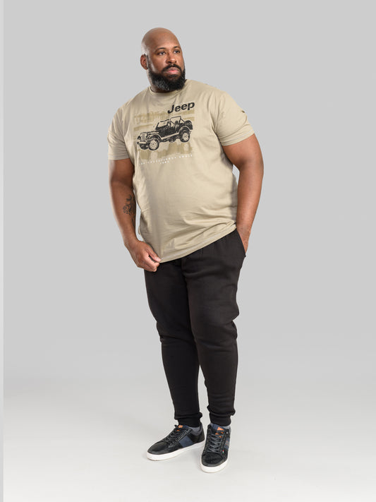 WOLVERTON -D555 Taupe Brown Official Licensed Jeep Printed T-Shirt