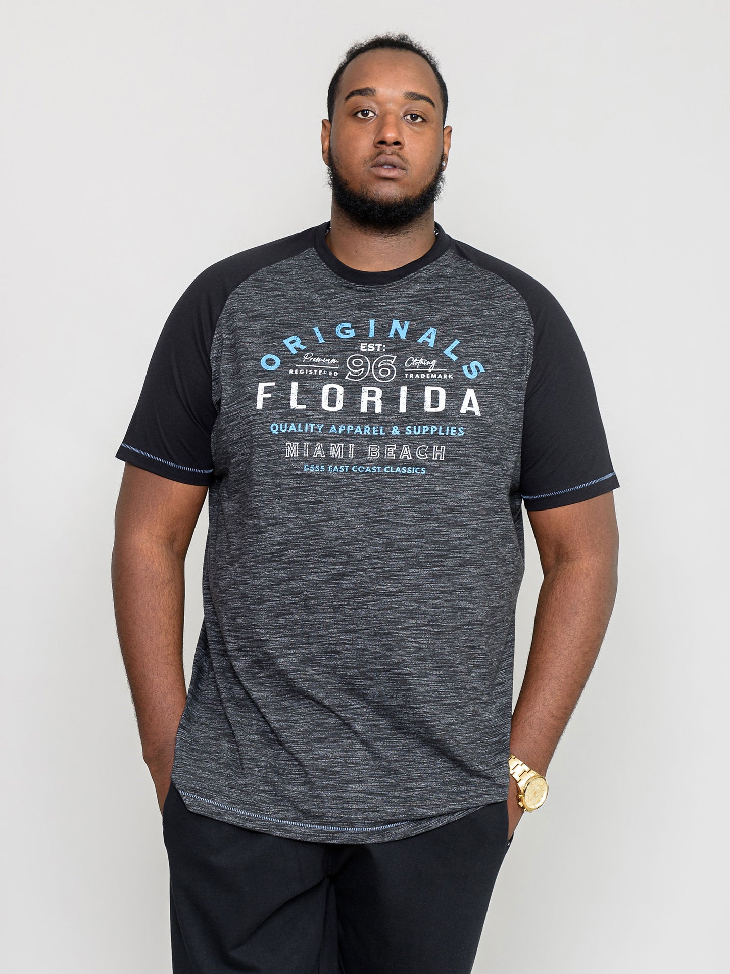 WHITFIELD-D555 Black Reno Florida Originals Raglan Sleeve Printed T-Shirt