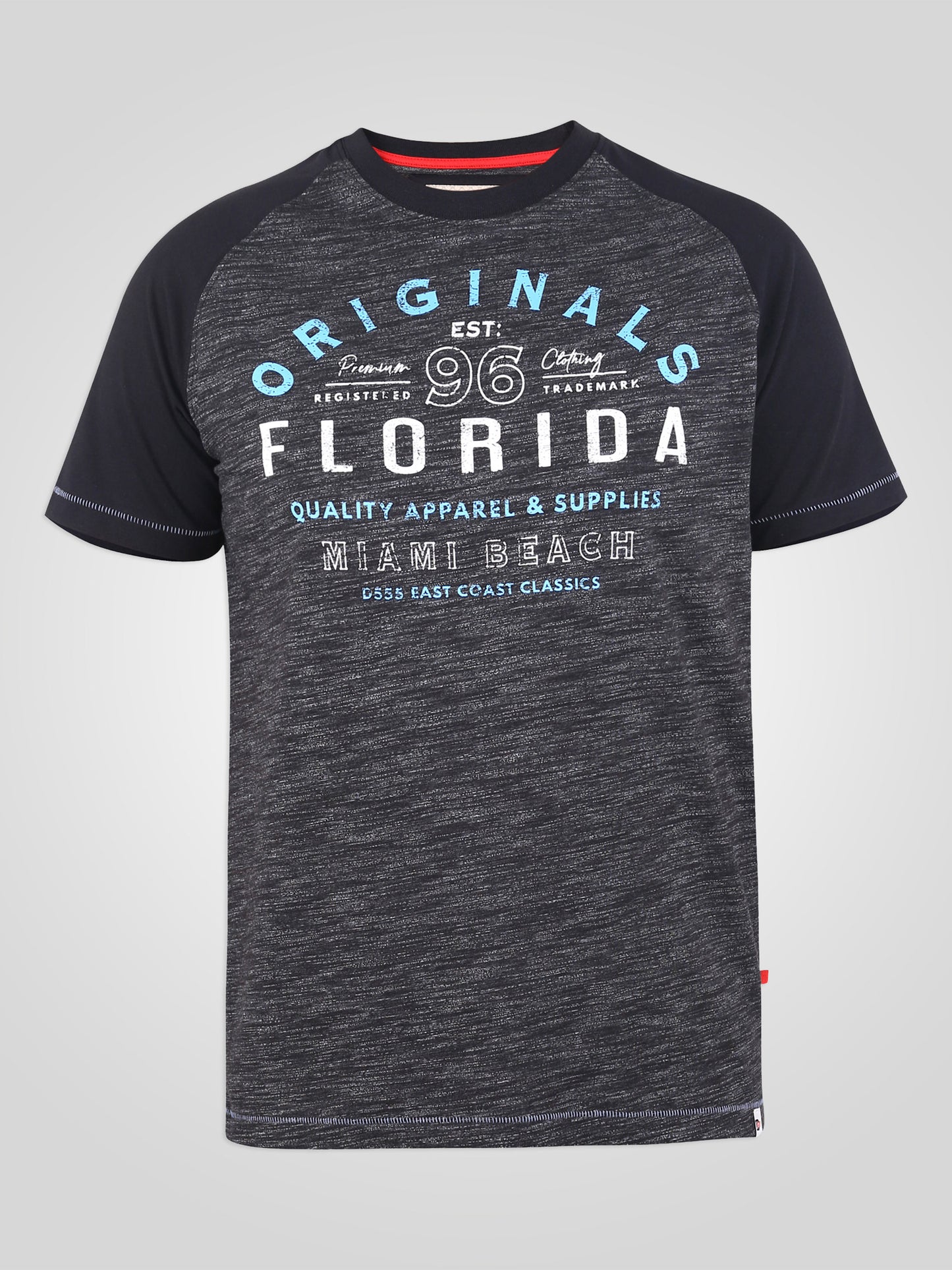 WHITFIELD-D555 Black Reno Florida Originals Raglan Sleeve Printed T-Shirt