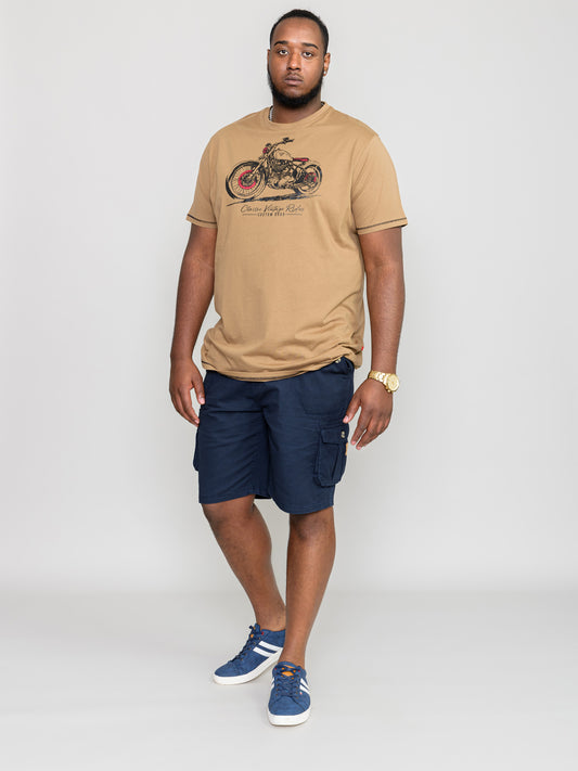 RAMSGATE -D555 Taupe Brown Classic Motorbike Printed T-Shirt