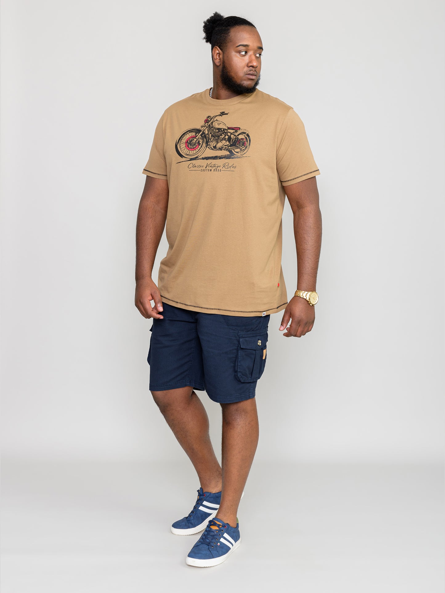 RAMSGATE -D555 Taupe Brown Classic Motorbike Printed T-Shirt