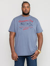 HARBLE-D555 Blue Honolulu Surf Printed T-Shirt