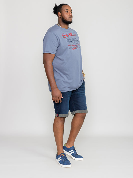 HARBLE-D555 Blue Honolulu Surf Printed T-Shirt