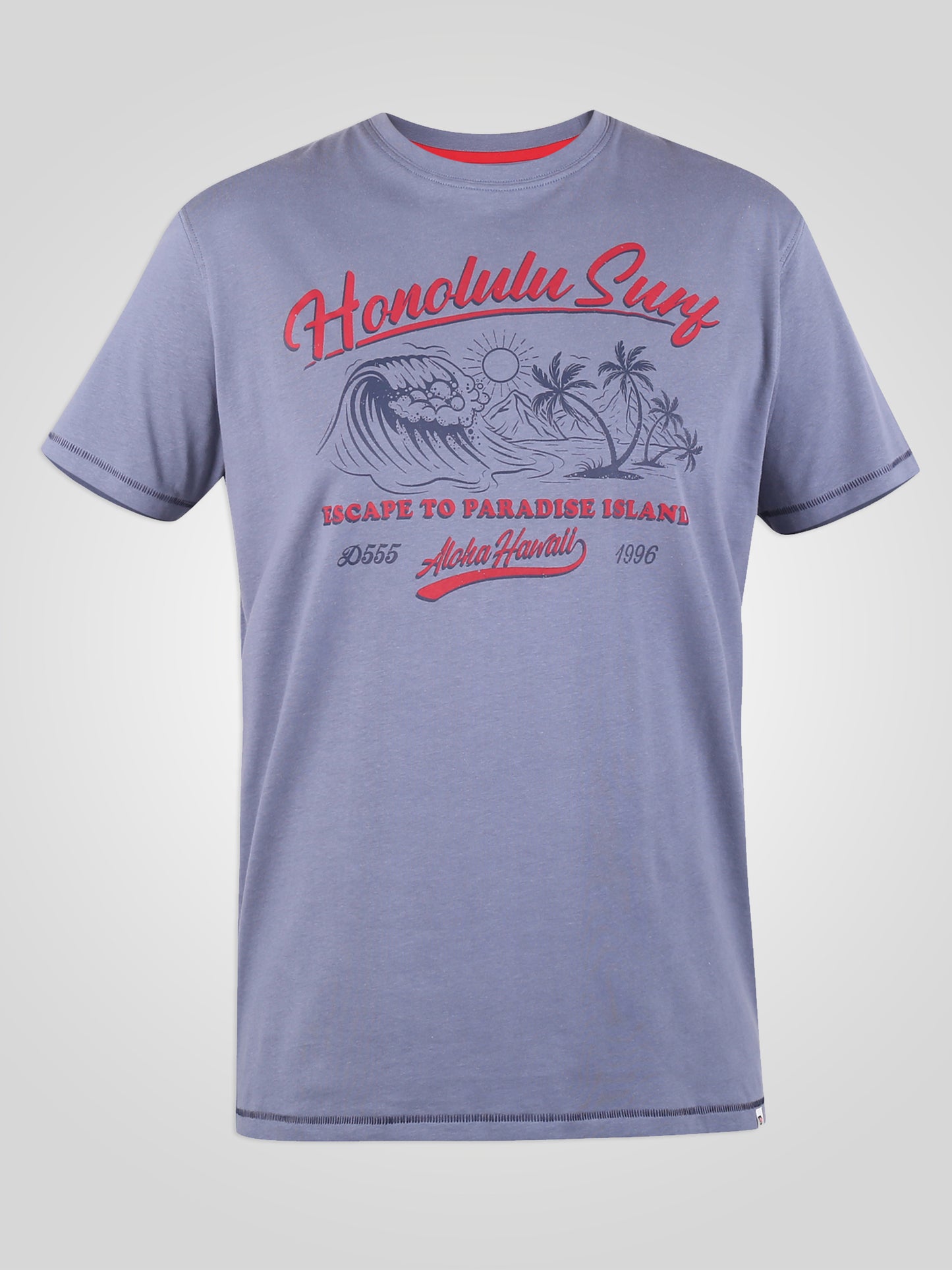 HARBLE-D555 Blue Honolulu Surf Printed T-Shirt