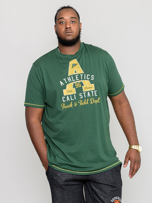 TOVIL -D555 Green Athletics Cali State Printed T-Shirt