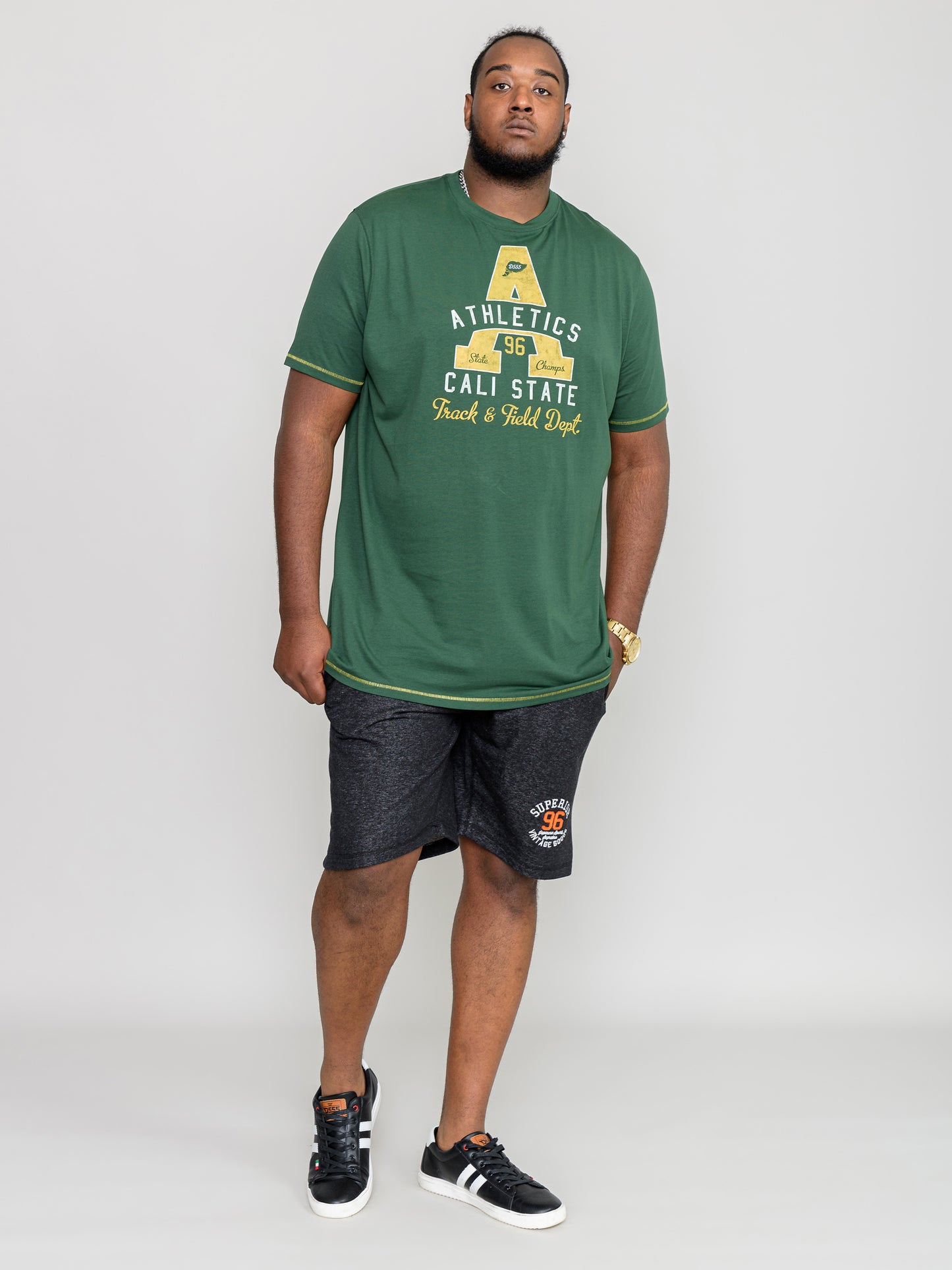 TOVIL -D555 Green Athletics Cali State Printed T-Shirt