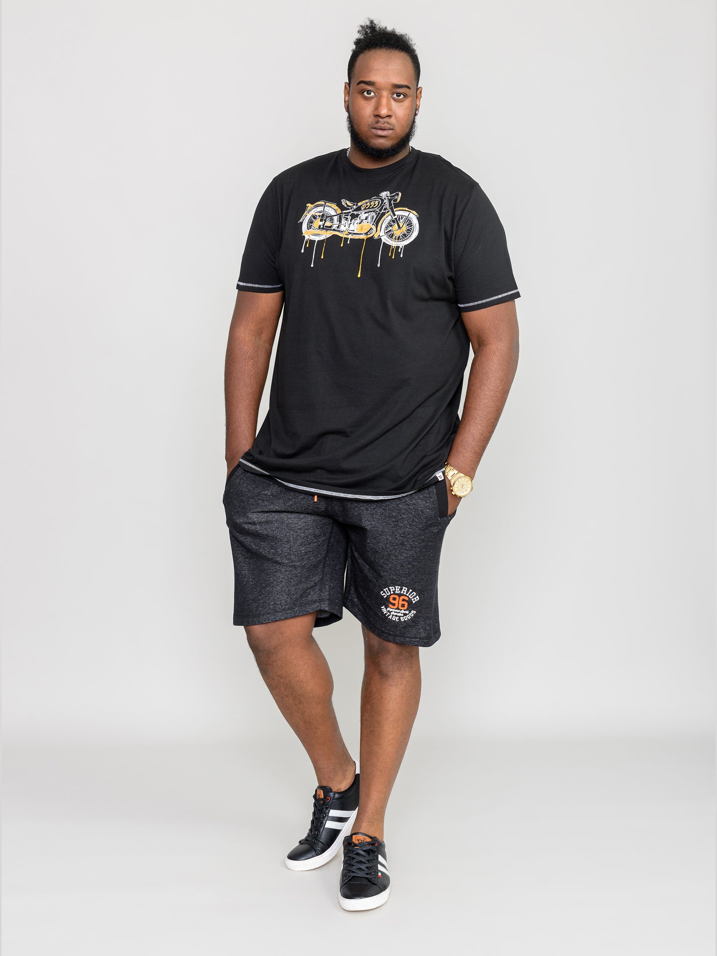 ROCHESTER-D555 Black Motor Bike with Drip Effect Printed T-Shirt
