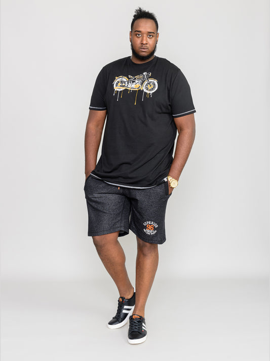 ROCHESTER-D555 Black Motor Bike with Drip Effect Printed T-Shirt