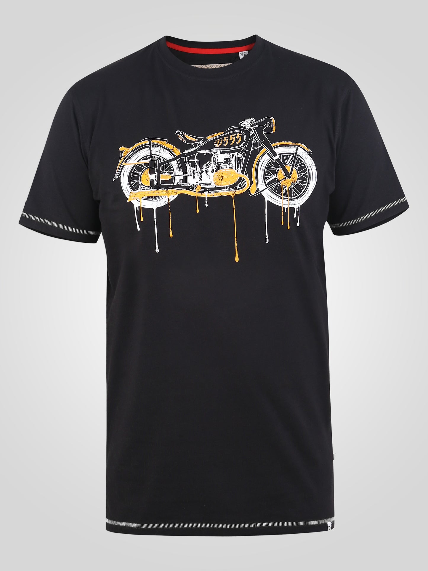 ROCHESTER-D555 Black Motor Bike with Drip Effect Printed T-Shirt