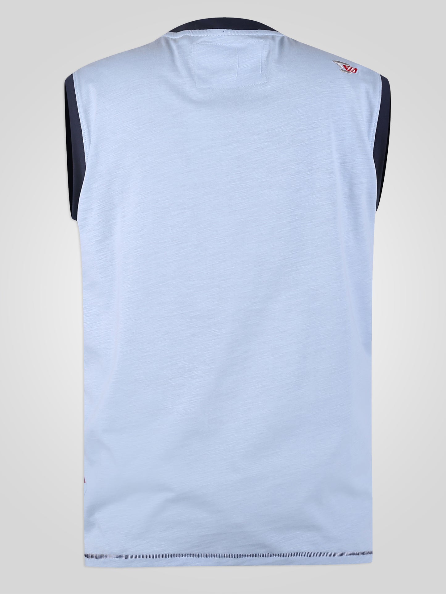 MAIDSTONE-D555 Blue Marl Original Circle Printed Sleeveless T-Shirt