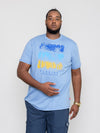 MARHAM-D555 Blue Marl Florida Palm Tree Printed T-Shirt