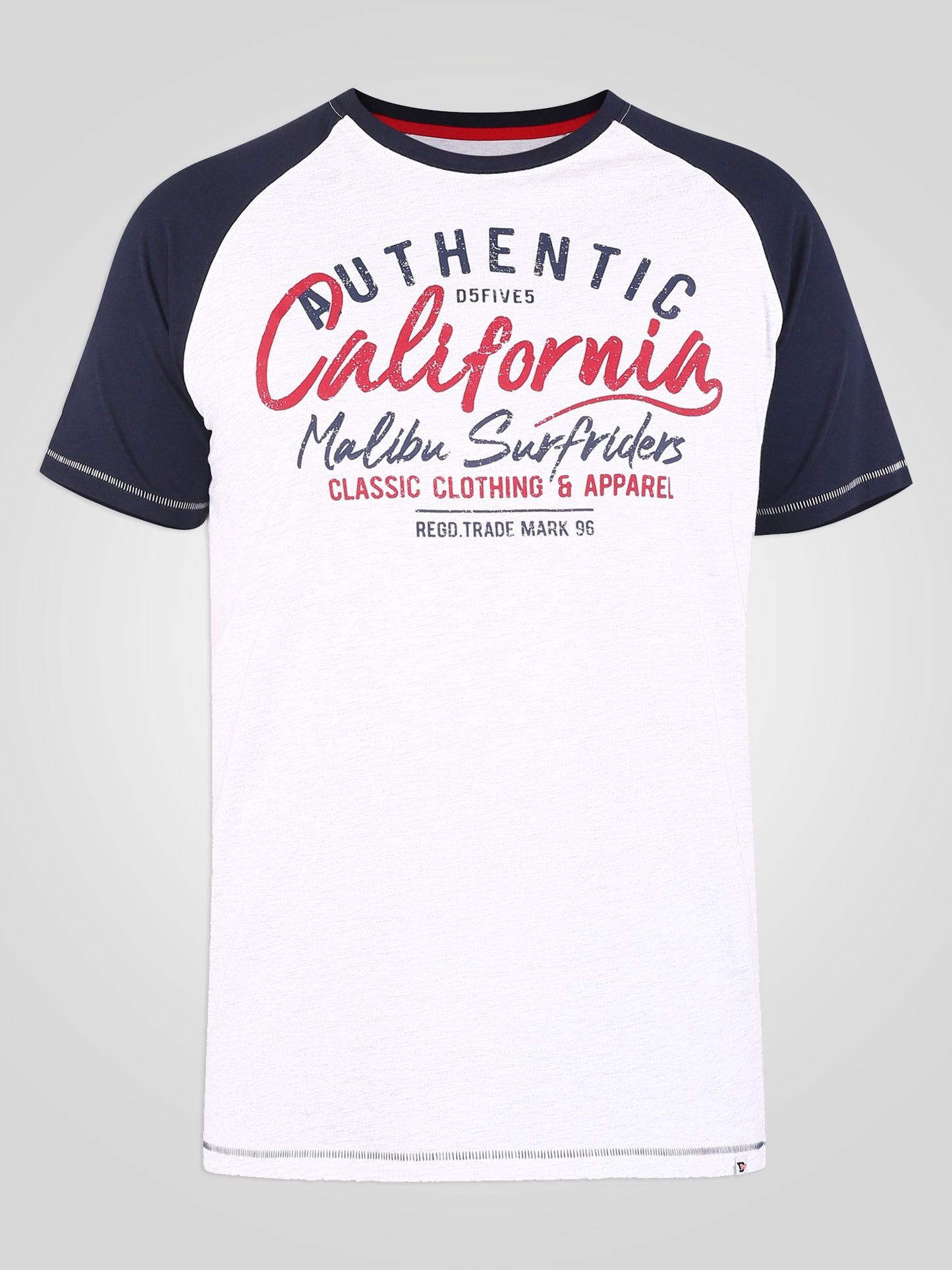 SPARROW -D555 Off White Marl California Surf Riders Raglan Sleeve Print T-Shirt