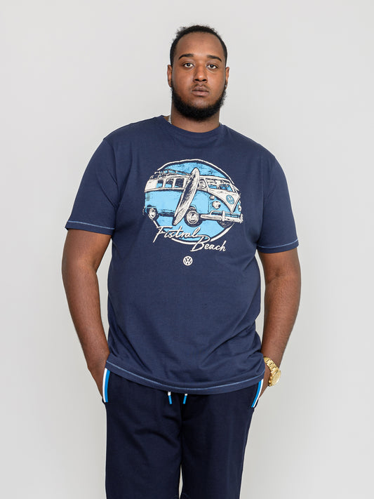 WINTERTON-D555 Navy Blue Official Licensed VW Camper Van Printed T-Shirt