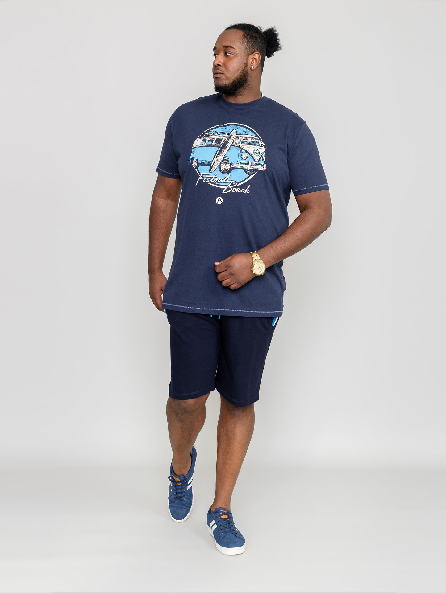 WINTERTON-D555 Navy Blue Official Licensed VW Camper Van Printed T-Shirt