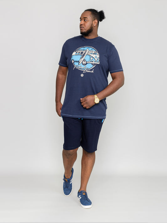 WINTERTON-D555 Navy Blue Official Licensed VW Camper Van Printed T-Shirt