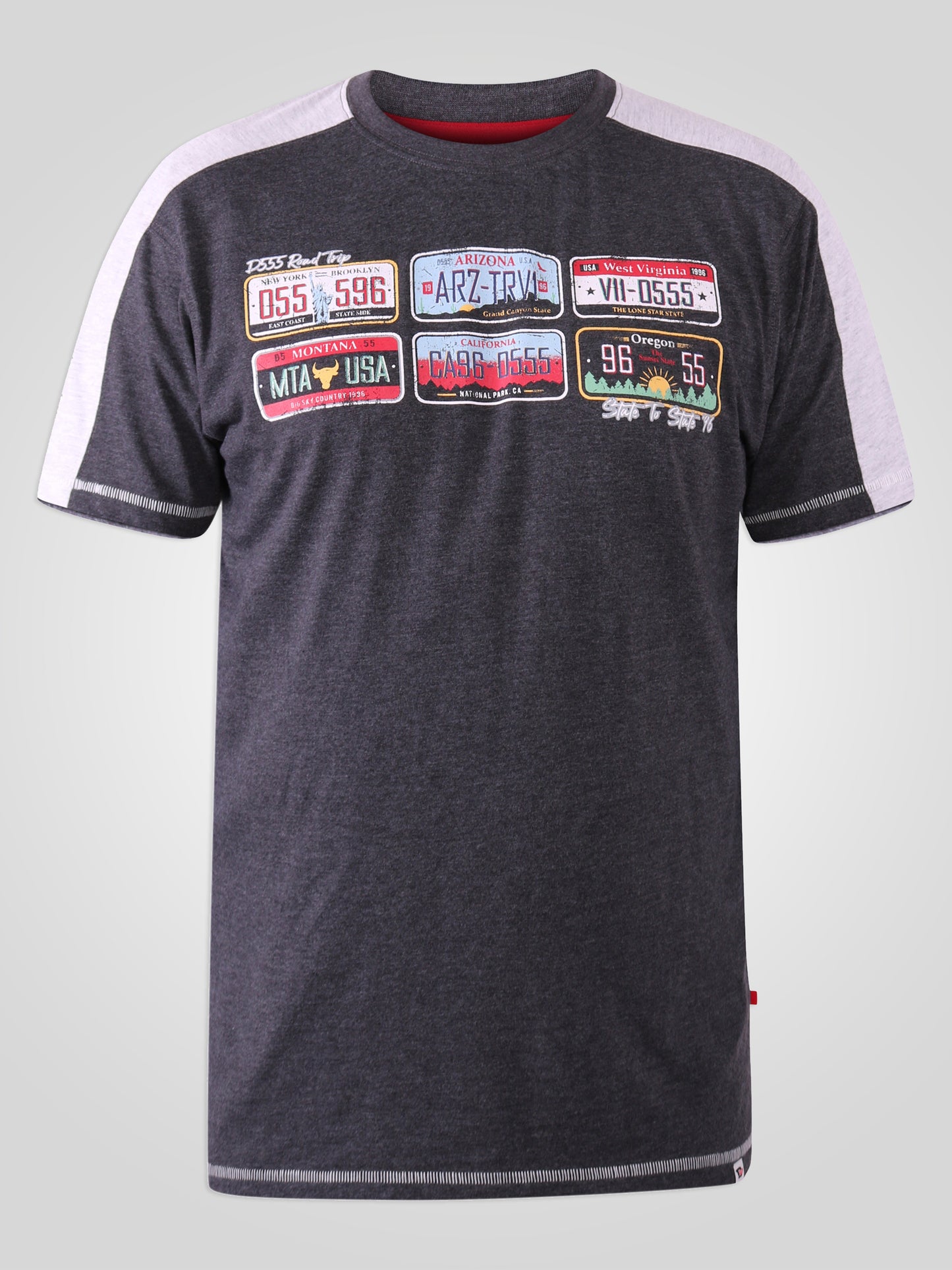 SOHO -D555 Charcoal Marl American Number Plate Printed T-Shirt