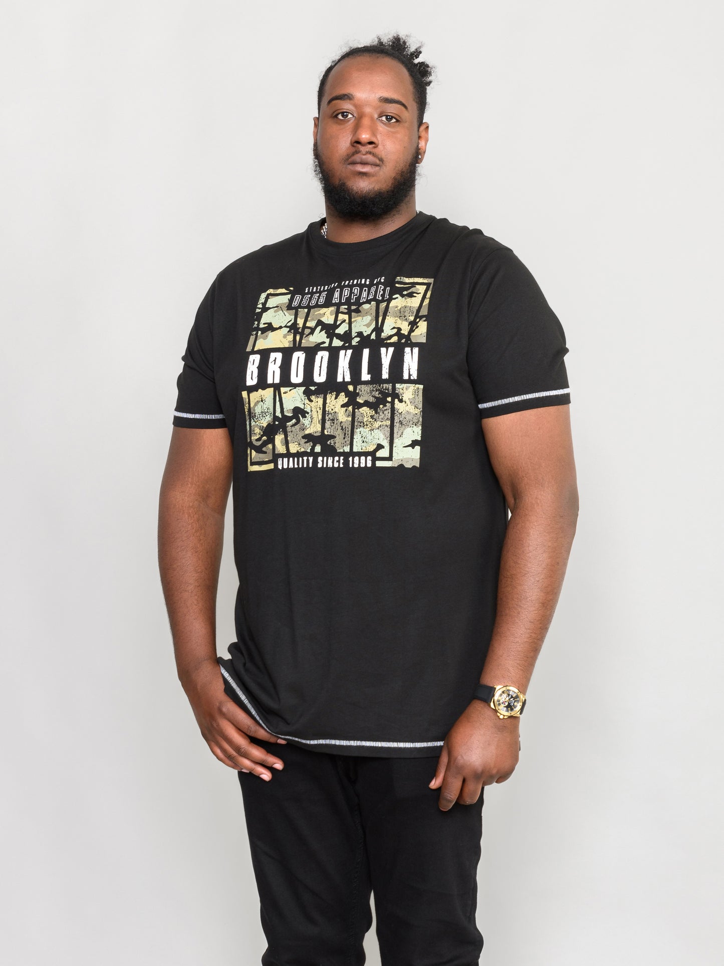 BRICKET -D555 Black Camo Brooklyn Printed T-Shirt