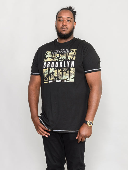 BRICKET -D555 Black Camo Brooklyn Printed T-Shirt