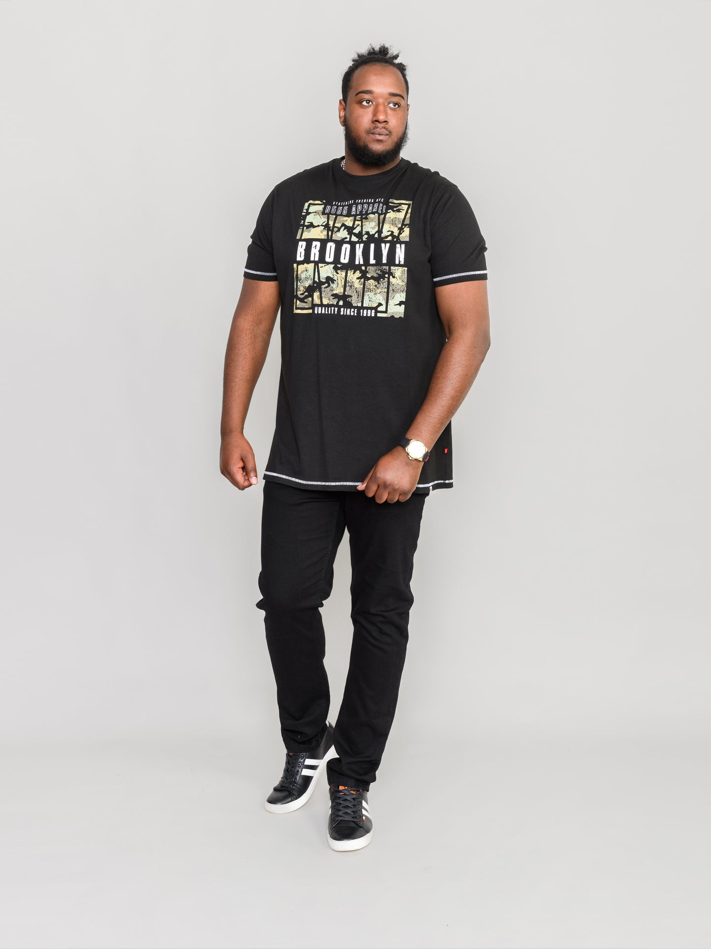 BRICKET -D555 Black Camo Brooklyn Printed T-Shirt