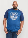 PORTER -D555 Blue Twist Custom Motorcycle Raglan Sleeve Printed T-Shirt