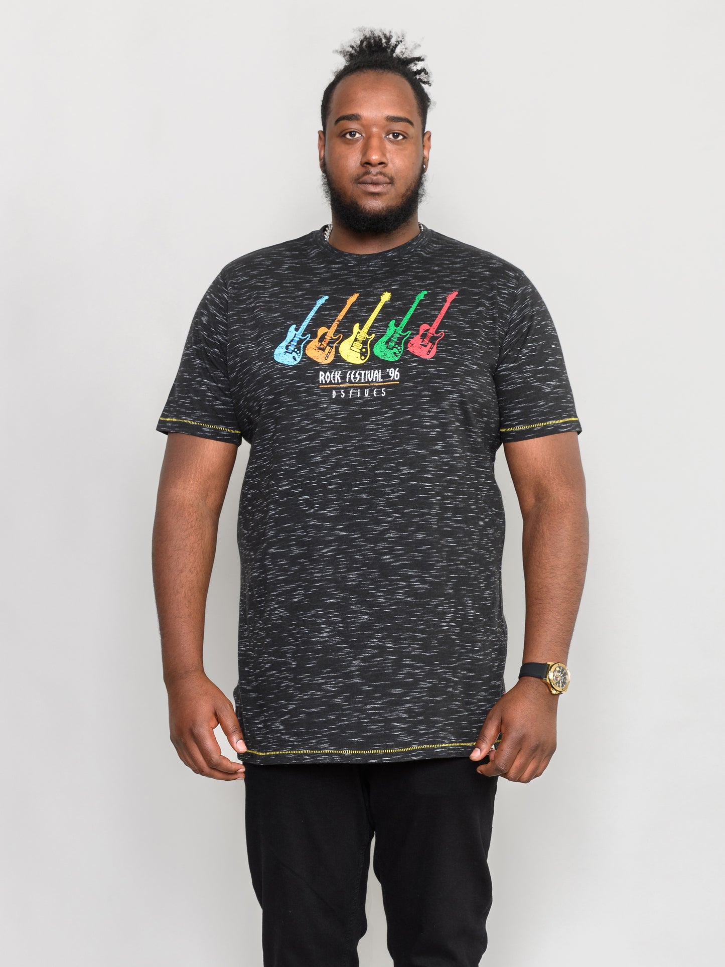 BARNET -D555 Black Reno Multi Guitar Printed T-Shirt