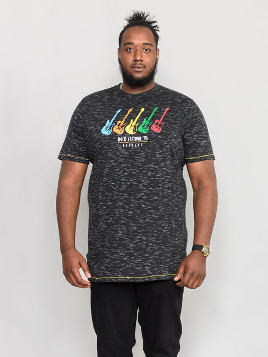 BARNET -D555 Black Reno Multi Guitar Printed T-Shirt