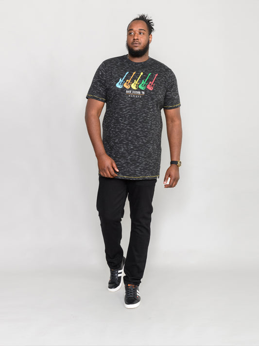 BARNET -D555 Black Reno Multi Guitar Printed T-Shirt