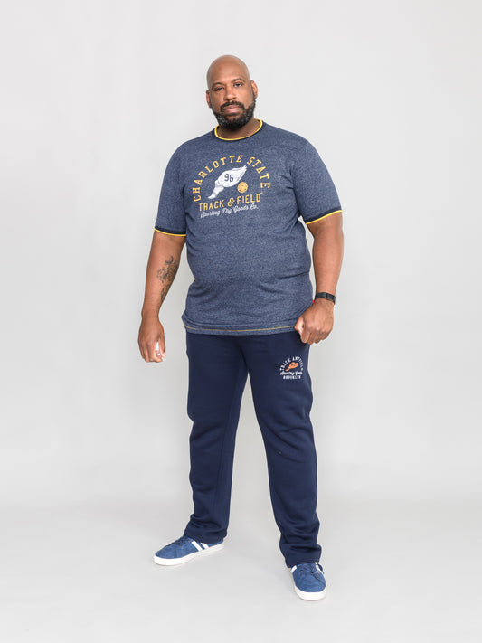 BETHNAL -D555 Navy Blue Fine Stripe Charlotte State Printed T-Shirt