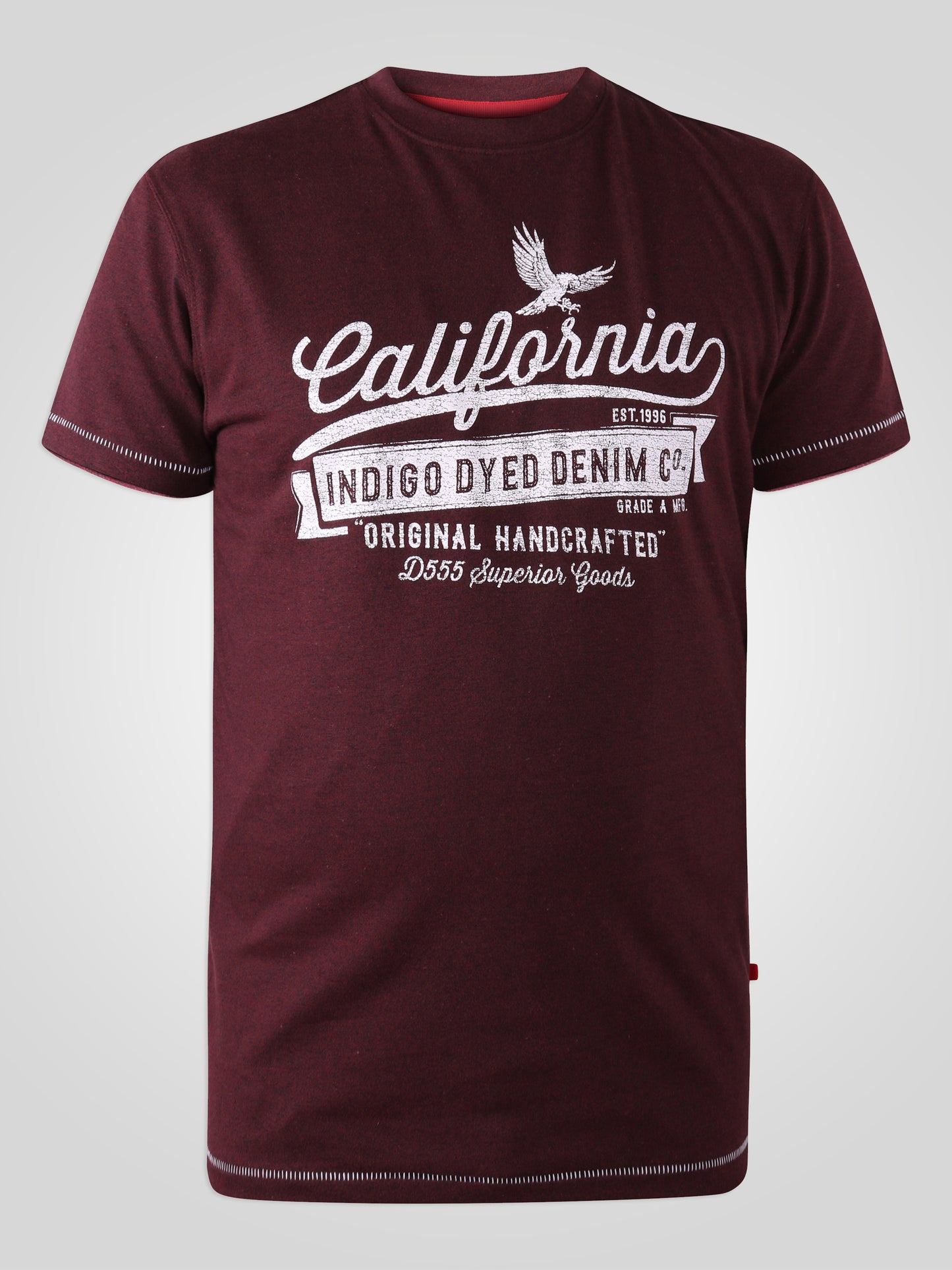 WHARF -D555 Burgundy Black Twist California Eagle Printed T-Shirt