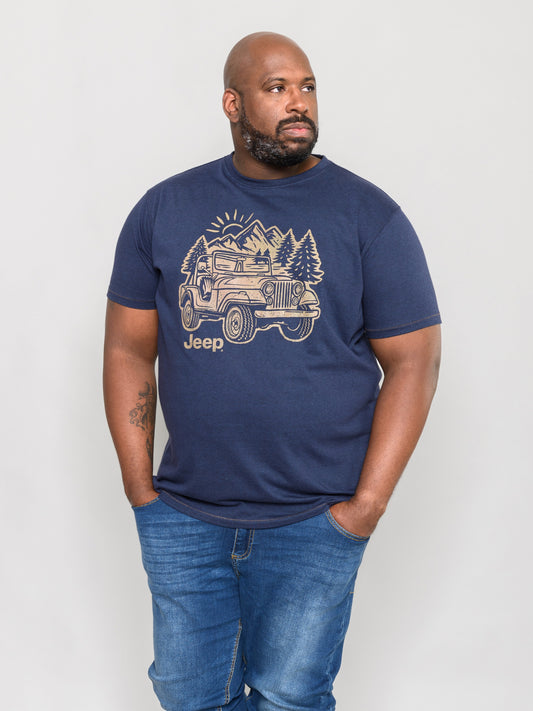 ARGENT -D555 Navy Blue Marl Official Licensed Jeep Printed T-Shirt