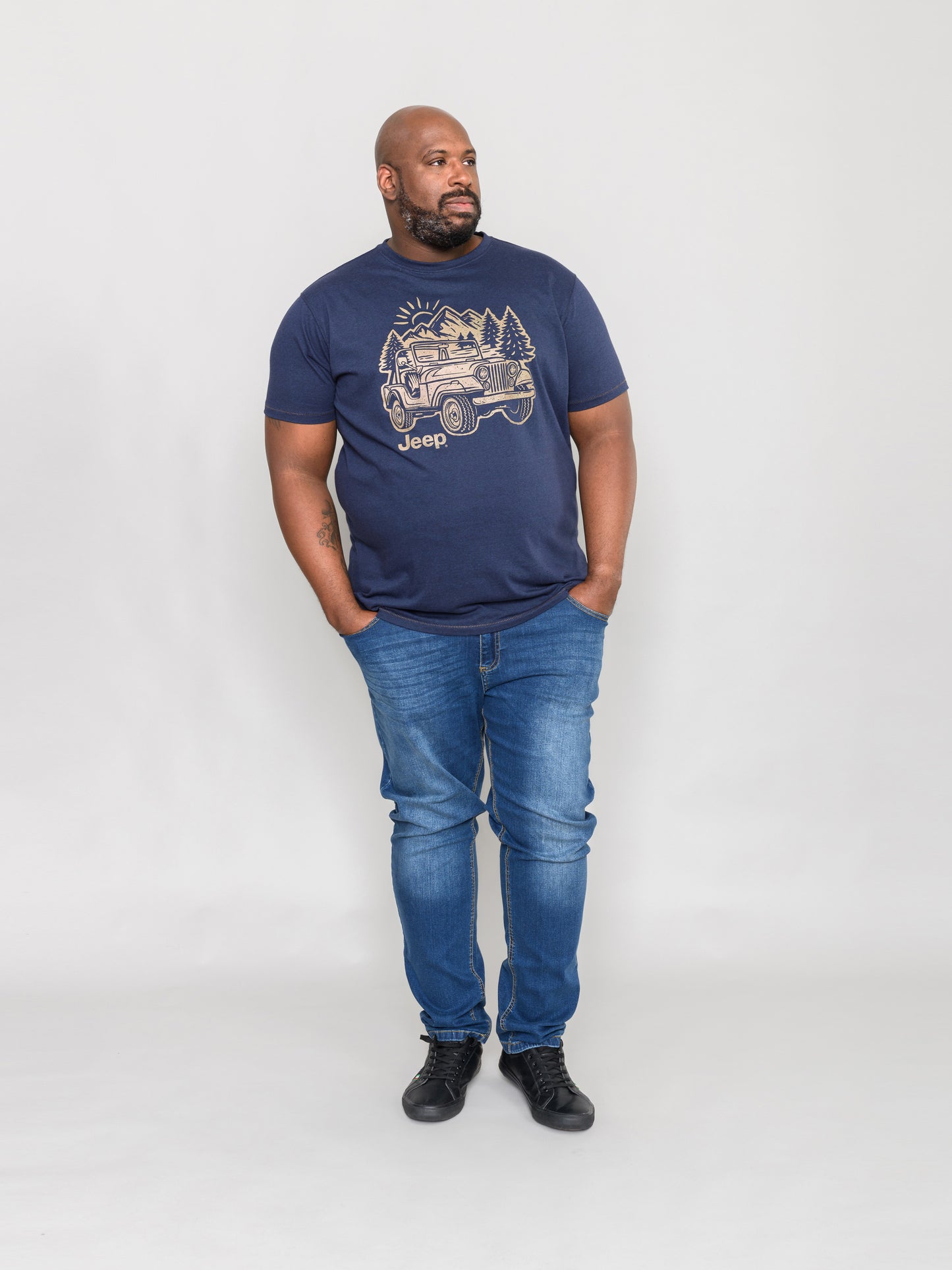 ARGENT -D555 Navy Blue Marl Official Licensed Jeep Printed T-Shirt