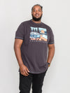 FINCHLEY -D555 Washed Black Official Licensed VW Camper Van Printed T-Shirt