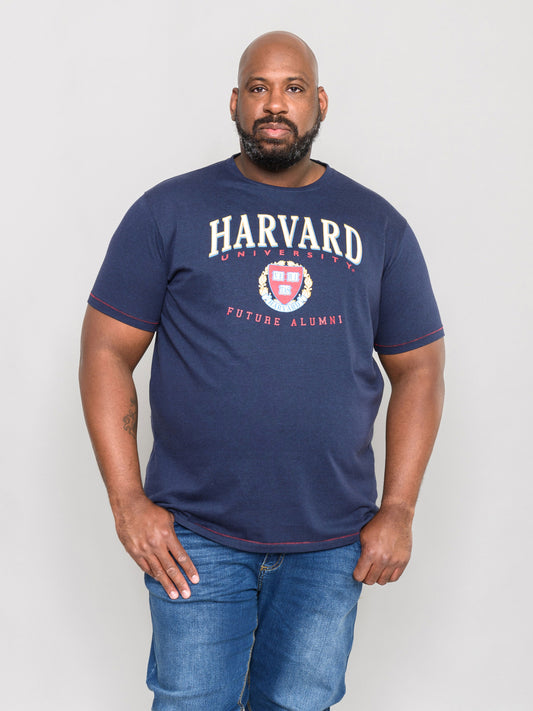 STAPLEFORD -D555 Navy Blue Marl Official Licensed Harvard Printed T-Shirt