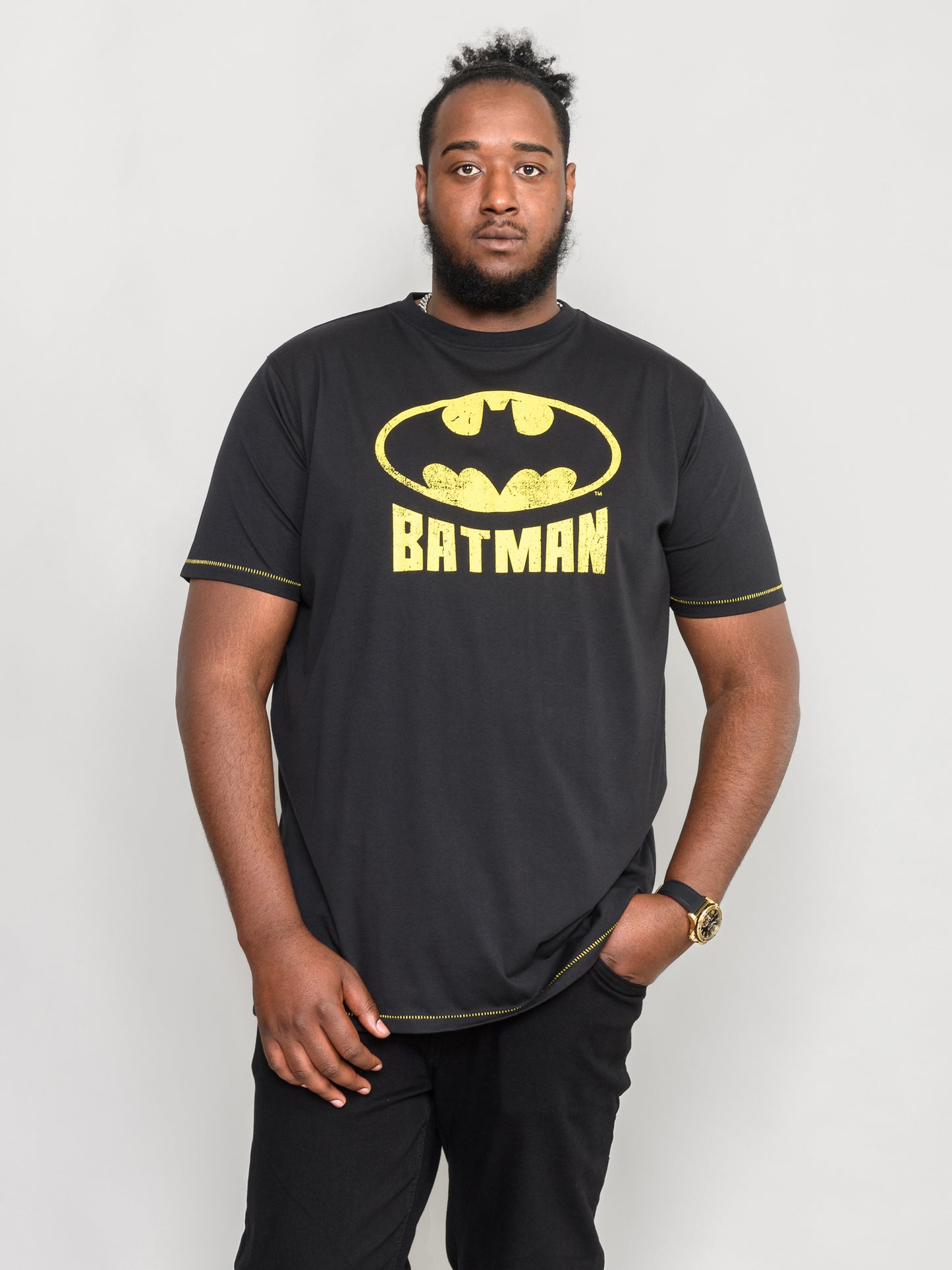 GOTHAM -D555 Black Official Licensed Batman Printed Crew Neck T-Shirt