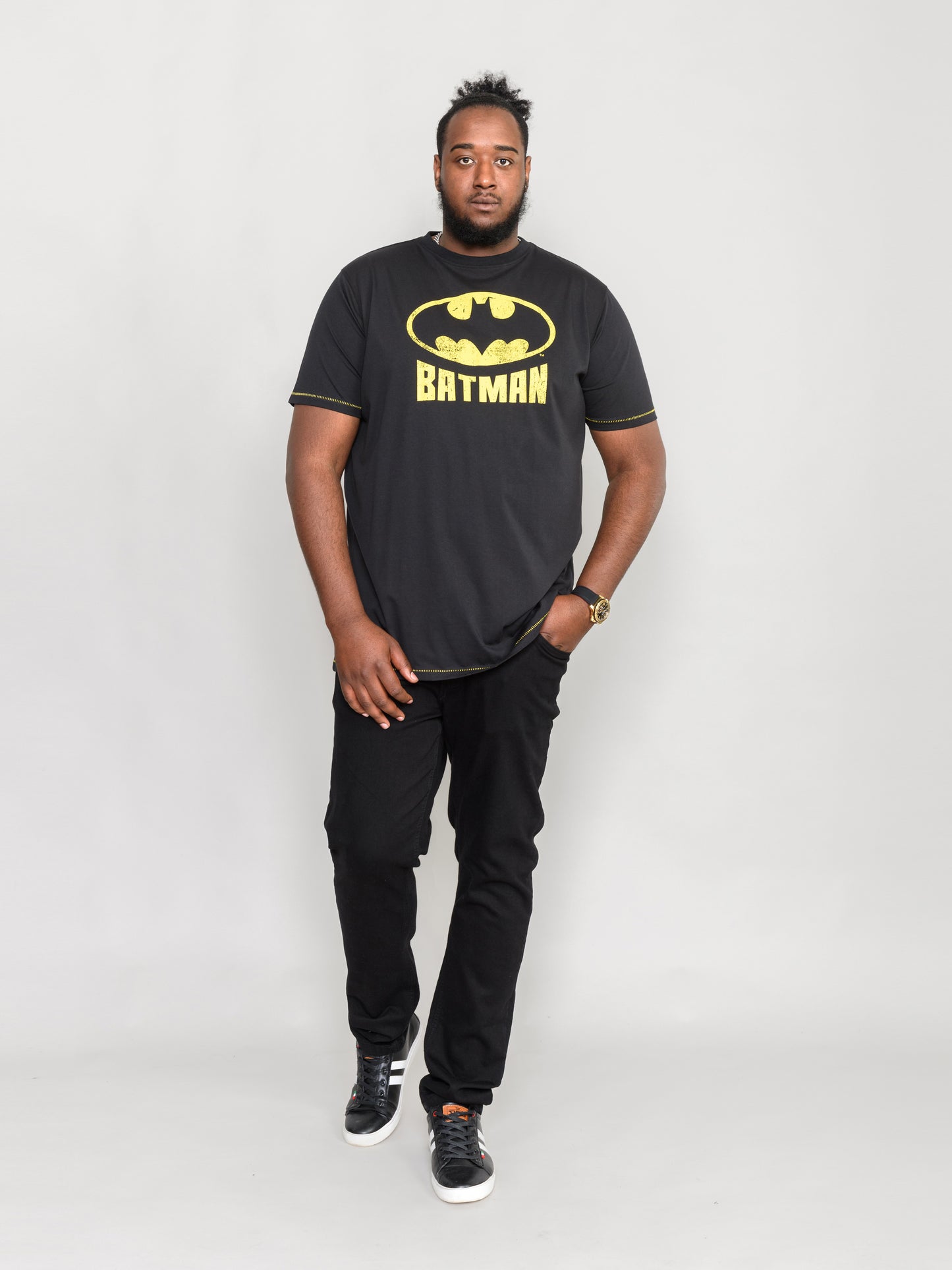 GOTHAM -D555 Black Official Licensed Batman Printed Crew Neck T-Shirt
