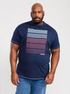 CRANSFORD -D555 Navy Blue Gradient Line Printed T-Shirt