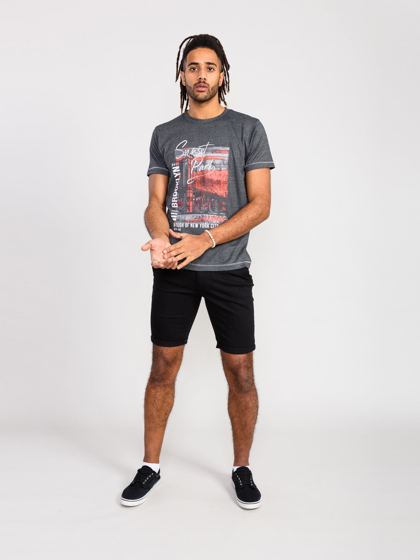 BRAMFIELD -D555 Black Twist Sunset Park Brooklyn Printed T-Shirt