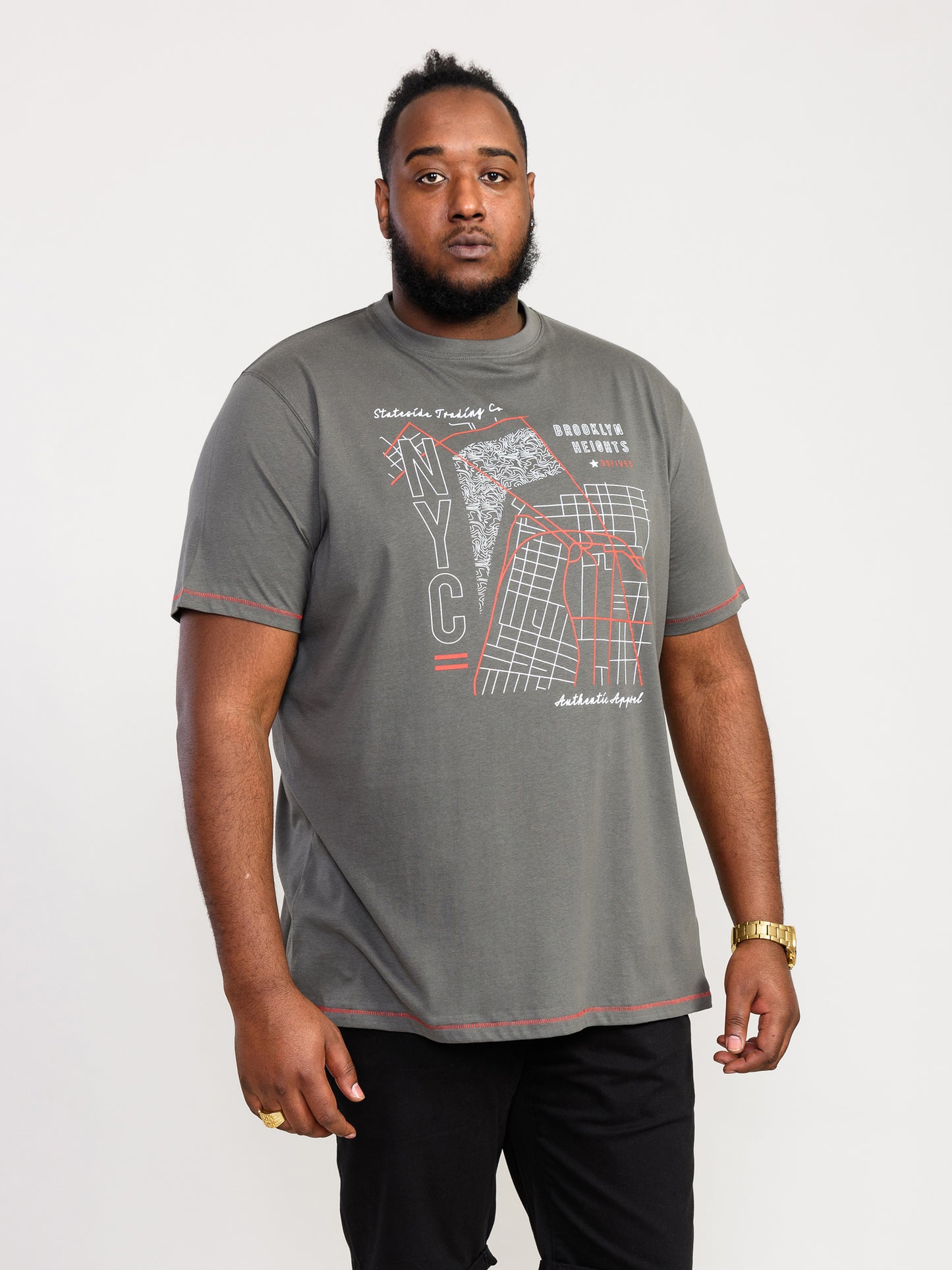 COBBLER -D555 Khaki Green Nyc Birdseye Map Printed T-Shirt