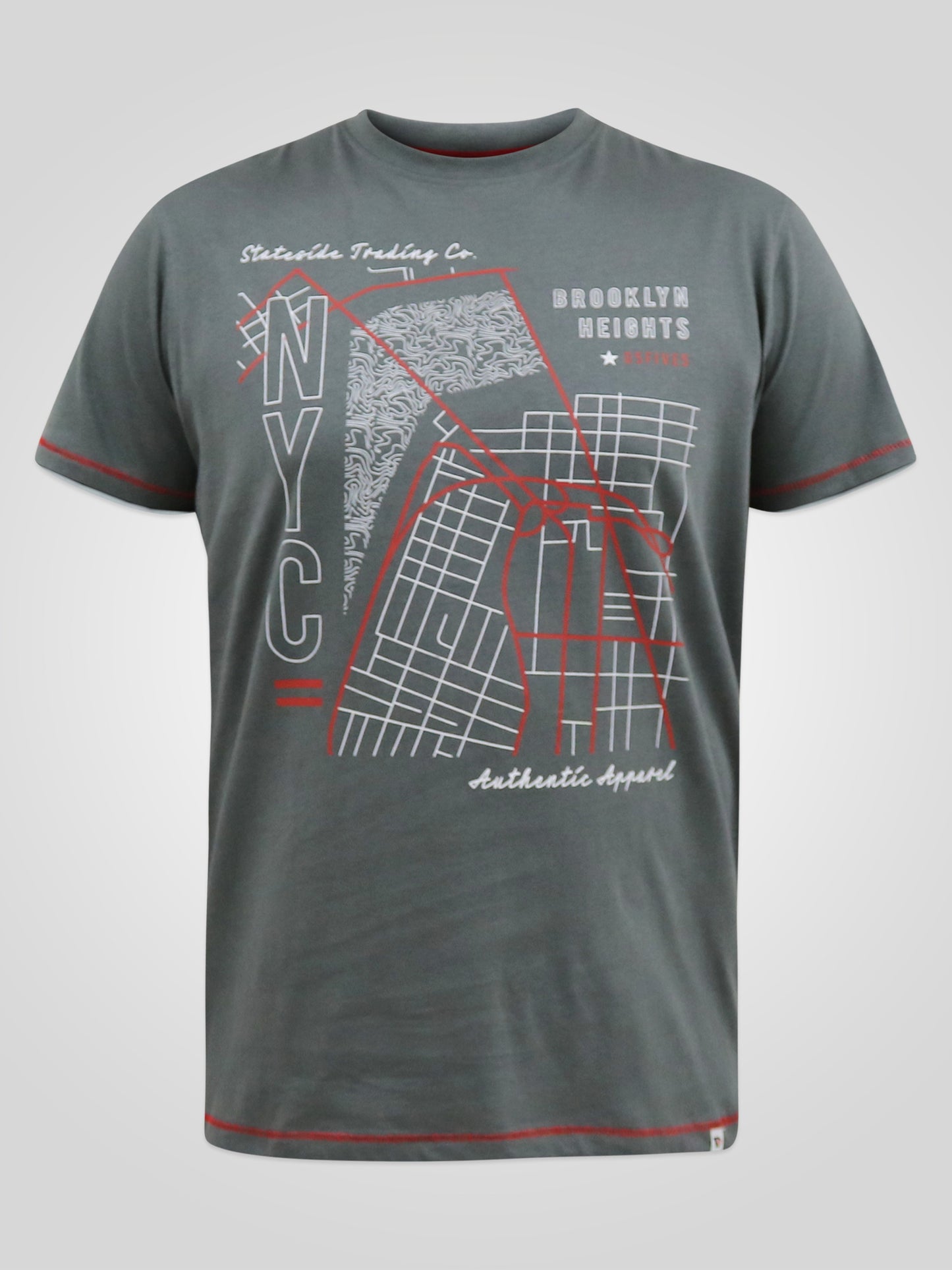COBBLER -D555 Khaki Green Nyc Birdseye Map Printed T-Shirt