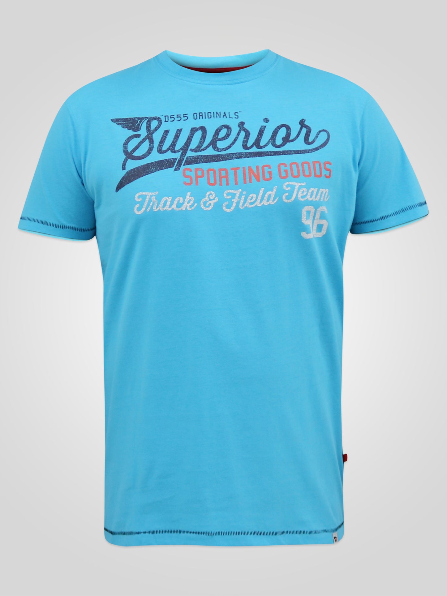 RUSHDEN -D555 Turquoise Blue Superior Printed T-Shirt
