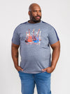 SHARNBROOK -D555 Blue Twist Electric Legends Guitar Print T-Shirt