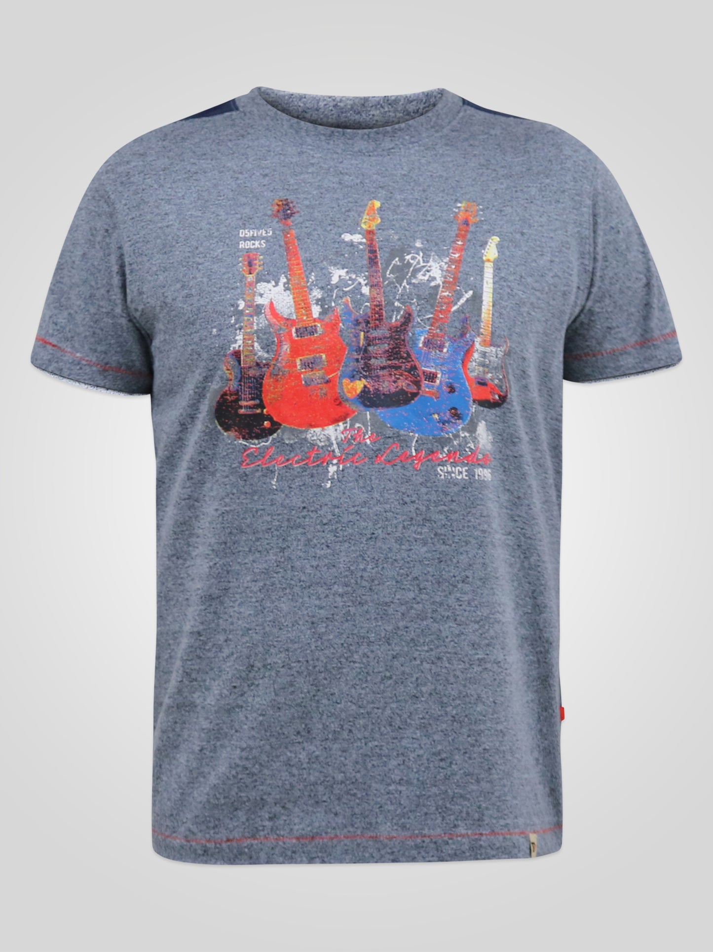 SHARNBROOK -D555 Blue Twist Electric Legends Guitar Print T-Shirt