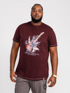 REDBOURN -D555 Burgundy Black Twist Lightning Bolt Guitar Printed T-Shirt