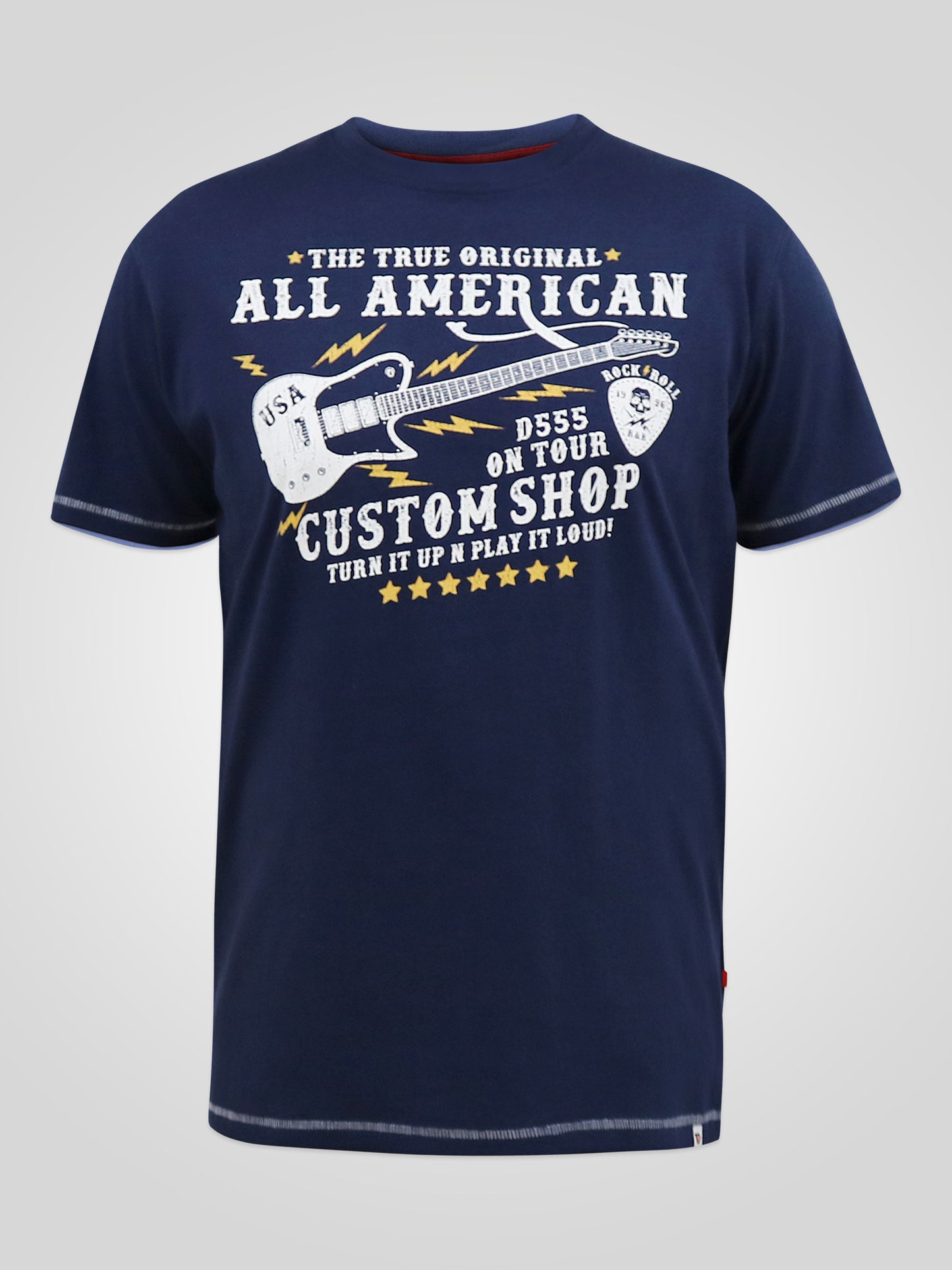 BRONTE -D555 Navy Blue All American Guitar Printed T-Shirt