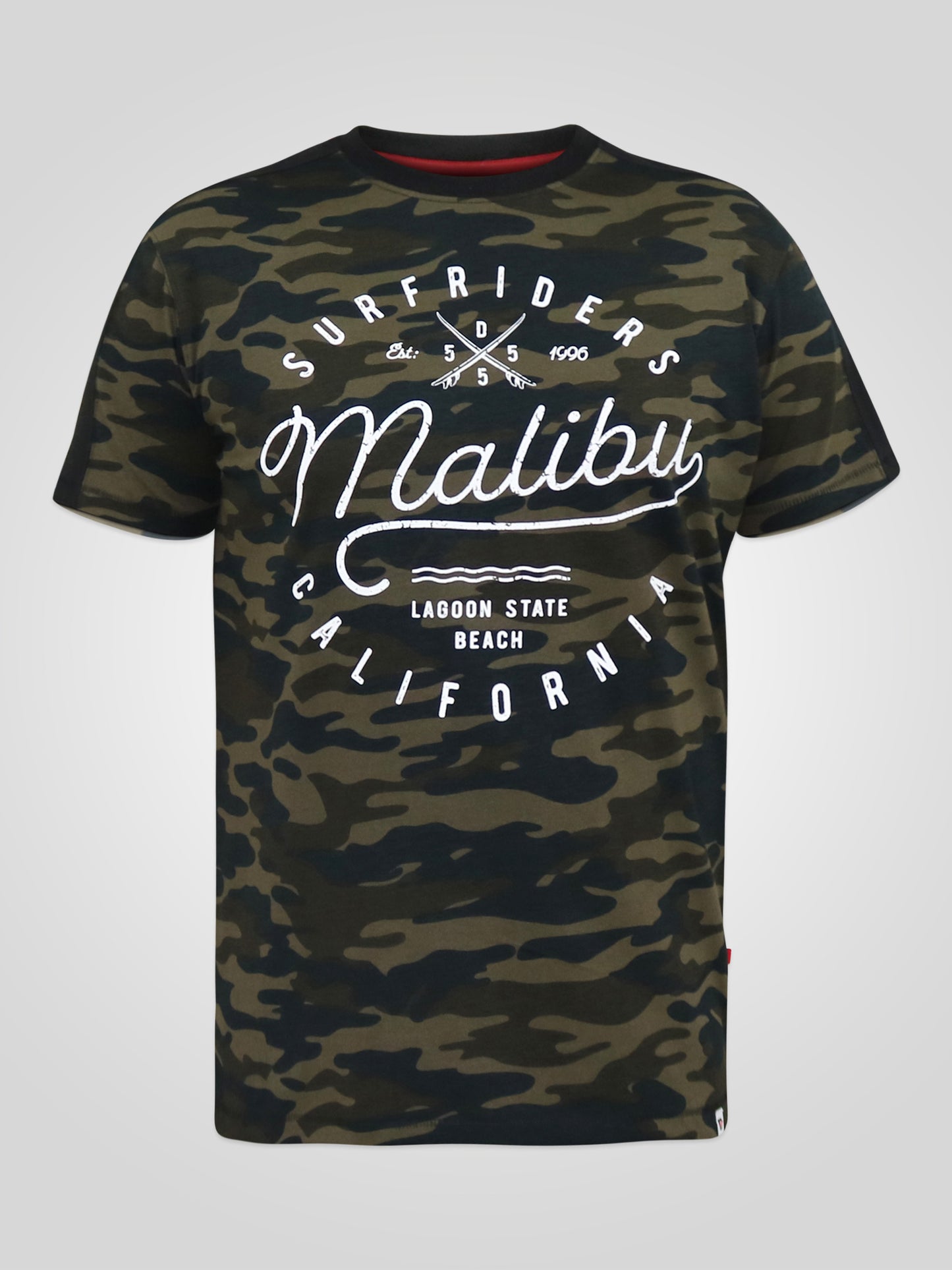 SULLIVAN -D555 Green Camouflage All Over Print Camo T-Shirt with Chest Print