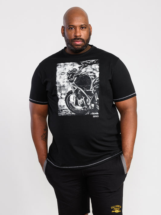 PINEWOOD -D555 Black Photographic Bike Printed T-Shirt