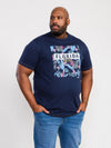 PRESTWICK -D555 Navy Blue Florida Floral Printed T-Shirt