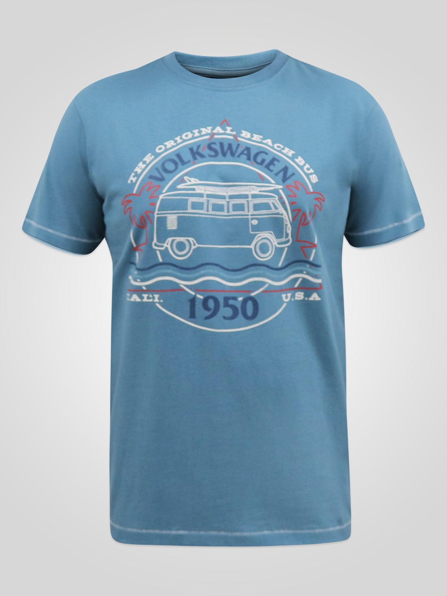 WOODHALL -D555 Pale Teal Green Official Licensed VW Camper Van Printed T-Shirt