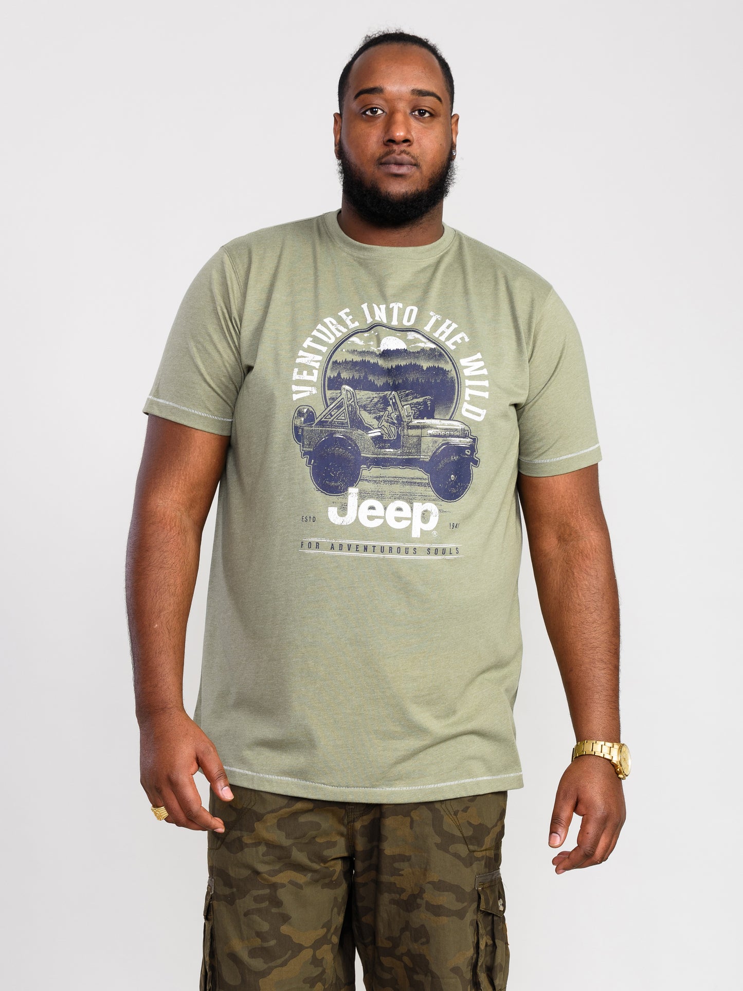 HIBBERT -D555 Khaki Green Official Licensed Jeep Printed T-Shirt