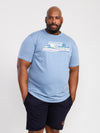 NORFOLK -D555 Denim Blue Official Licensed Coca-Cola Beach Scene Printed T-Shirt